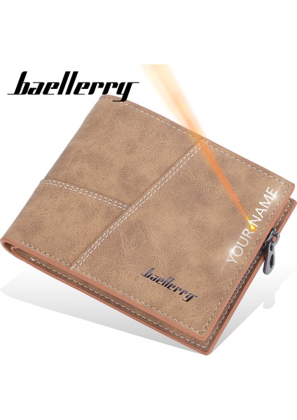 Baellerry Lüks Erkek Cüzdan Adı Kazınmış Kısa Erkek Çanta Marka Kart Sahibinin Yüksek Kaliteli Pu Deri Küçük Erkek Cüzdan Carteria (Yurt Dışından)