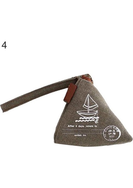 Unisex Kanvas Küçük Mini Üçgen Cüzdan Para Çantaları Debriyaj Para Çantaları Askılı (Yurt Dışından)