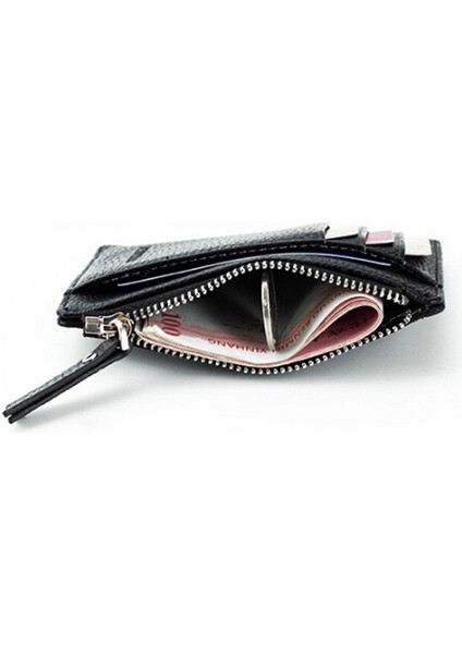 Cüzdan Mini Pu Deri Kart Sahipleri Kart Yuvaları Çanta Küçük Erkek Cüzdan Kadın Fermuarlı Para Cebi Ultra Ince Cüzdan (Yurt Dışından)
