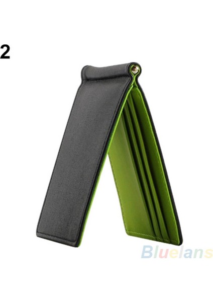 Microgood Unisex Ultra-Ince Sihirli Para Klip Suni Deri Kart Tutucu Bifold Mini Cüzdan (Yurt Dışından)