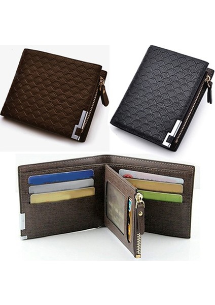 Microgood Erkek Suni Deri Zip Bifold Cüzdan Para Klip Kart Tutucu Cep Debriyaj Çanta (Yurt Dışından)