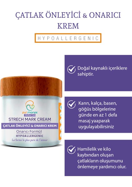 Doğal Çatlak Önleyici ve Onarıcı Krem ,karın,basen ve Göğüs Bölgesi Için 100ML