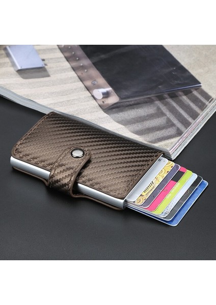 Erkekler Için Akıllı Cüzdan Rfid Alüminyum Alaşımlı Akıllı Cüzdan Açılır Moda Çanta Kredi Kartı Tutucu Erkekler Küçük Mini Cüzdan Bozuk Para Cüzdanı (Yurt Dışından)