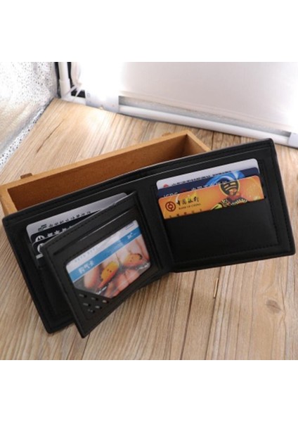 Yeni Moda Erkek Kısa Deri Cüzdan Kımlık Kredi Kartı Tutucu Billfold Çanta Debriyaj Erkek Mini Mektup Baskı Fotoğraf Cüzdan (Yurt Dışından) indirimleri