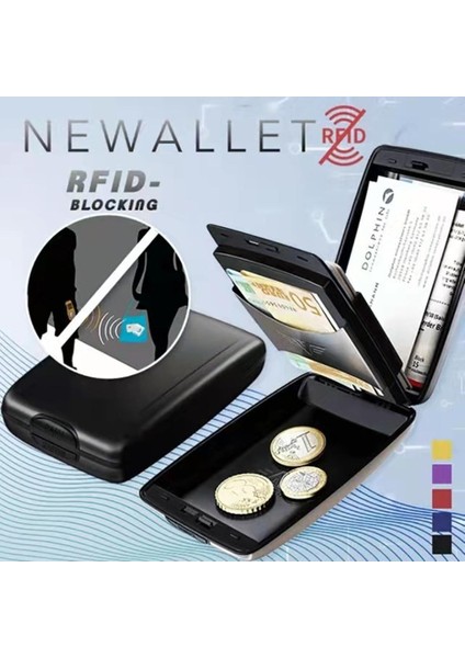 Akıllı Cüzdan Kart Tutucu Rfid Engelleme Sert Kılıf Katı Kimlik Kredi Kartı Tarama Kart Çantayı Koruyun Erkek Kadın Gümüş Metal Bozuk Para Cüzdanı (Yurt Dışından)