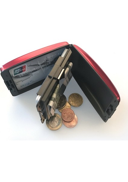 Akıllı Cüzdan Kart Tutucu Rfid Engelleme Sert Kılıf Katı Kimlik Kredi Kartı Tarama Kart Çantayı Koruyun Erkek Kadın Gümüş Metal Bozuk Para Cüzdanı (Yurt Dışından)