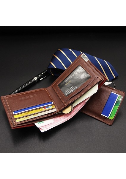 Vintage Erkek Deri Marka Lüks Cüzdan Kısa Ince Erkek Çantalar Para Klip Kredi Kartı Dolar Portomonee Carteria Dropsp (Yurt Dışından)
