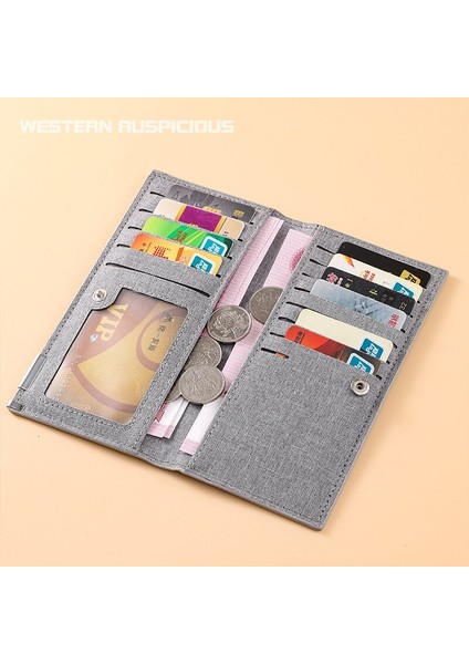 Erkek Cüzdan Siyah/mavi/gri Kanvas Uzun Çanta 12 Yuva + 2 Büyük Pozisyon + 1 Fotoğraf Uçları Iş Kredi Kartı Tutucu Cüzdan Kılıfı (Yurt Dışından) modelleri
