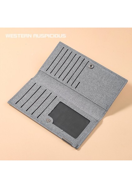 Erkek Cüzdan Siyah/mavi/gri Kanvas Uzun Çanta 12 Yuva + 2 Büyük Pozisyon + 1 Fotoğraf Uçları Iş Kredi Kartı Tutucu Cüzdan Kılıfı (Yurt Dışından) fırsatları