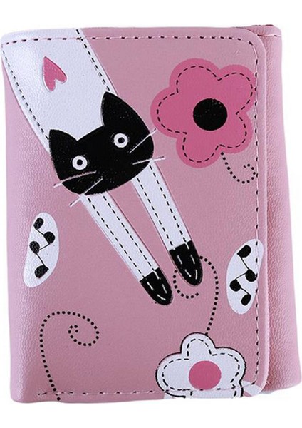 Yeni Kadın Cüzdan Sevimli Karikatür Kedi Tarzı Bozuk Para Cüzdanı Kız Debriyaj Kısa Cüzdan Değişim Çanta Bayanlar Kart Sahibinin, Pembe (Yurt Dışından)