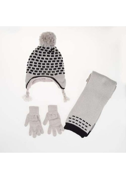 Erkek Çocuk Atkı Bere Eldiven Set ( Mavi- Lacivert )