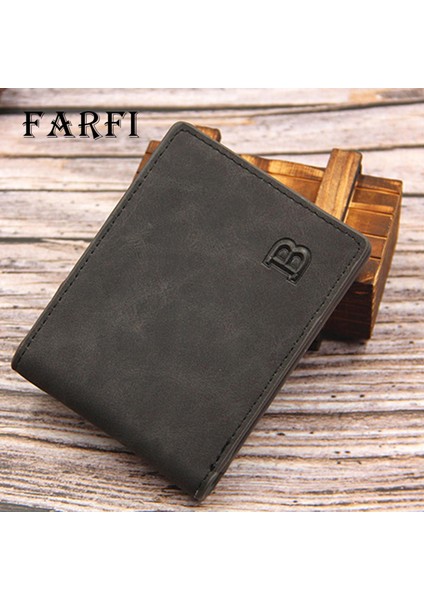 Farfi Para Klipsi Kısa Minimalist Iş Erkek Ikiye Katlanmış Ince Cüzdan (Yurt Dışından)