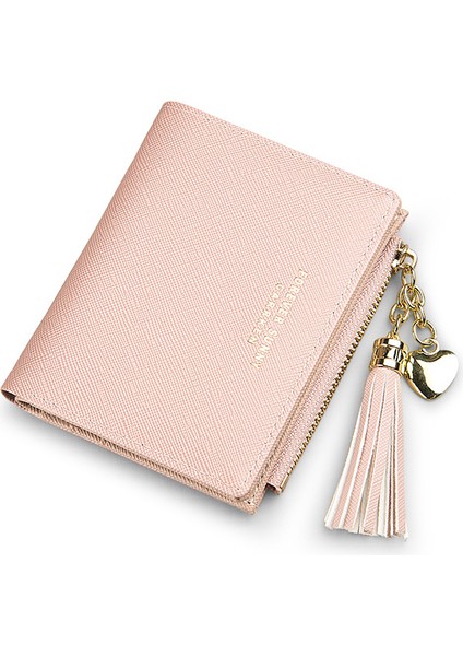 Carrken Kadın Kısa Kore Moda Dikey Çapraz Desen Püskül Fermuarlı Bozuk Para Cüzdanı Kredi Kartı Tutucu (Pembe) (Yurt Dışından) indirimleri