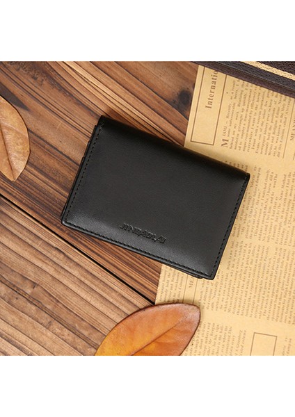 Microgood Erkek Suni Deri Cüzdan Bifold Kimlik Kredi Kartı Tutucu Mini Çanta Para Klip Yuvası (Yurt Dışından)