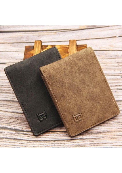 Moda Erkek Cüzdan Mat Retro Çok Fonksiyonlu Cüzdan Adam Pu Deri Kısa Siyah Cüzdan Portefeuille Homme Premium Ürün (Yurt Dışından)