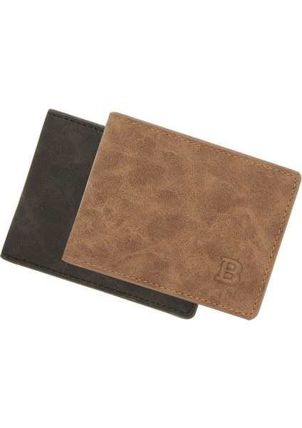 Moda Erkek Cüzdan Mat Retro Çok Fonksiyonlu Cüzdan Adam Pu Deri Kısa Siyah Cüzdan Portefeuille Homme Premium Ürün (Yurt Dışından)