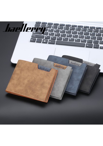 Baellerry Erkek Cüzdan Kısa Isim Gravür Kart Tutucu Klasik Erkek Cüzdan Basit Fotoğraf Tutucu Adı Kazınmış Marka Erkek Cartera (Yurt Dışından)
