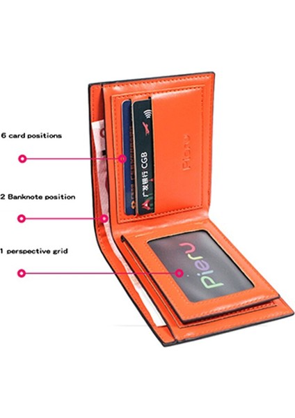 Karbon Fiber Erkek Cüzdan Rfid Kart Tutucu Para Çantası Kısa Iki Katlı Deri Minimalist Cüzdan Erkek Çanta Akıllı Cüzdan Siyah Vallet (Yurt Dışından)