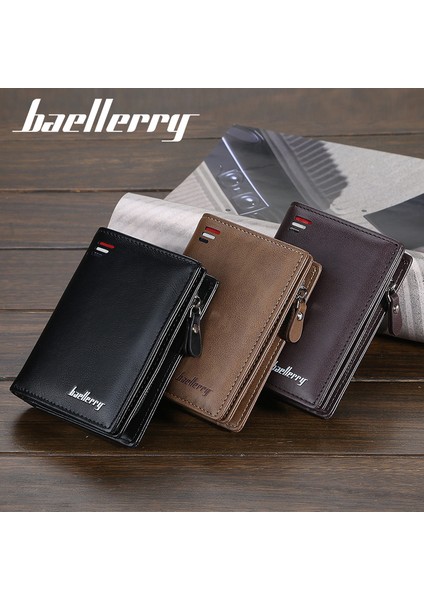 Baellerry Cüzdan Erkek Kısa Avrupa ve Amerika Dikey Çoklu Kart Snap Bozuk Para Cüzdanı Moda Gençlik Kart Çantası Erkekler (Yurt Dışından)