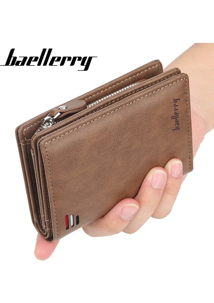 Baellerry Cüzdan Erkek Kısa Avrupa ve Amerika Dikey Çoklu Kart Snap Bozuk Para Cüzdanı Moda Gençlik Kart Çantası Erkekler (Yurt Dışından)
