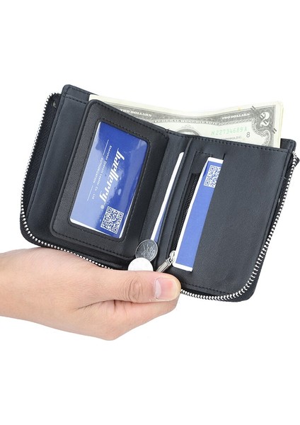 Erkekler Için Yeni Cüzdan Kısa Rahat Carteras Kısa Cüzdan Pu Deri Erkek Billetera Hombre Lüks Küçük Fermuarlı Paralar Çanta (Yurt Dışından)