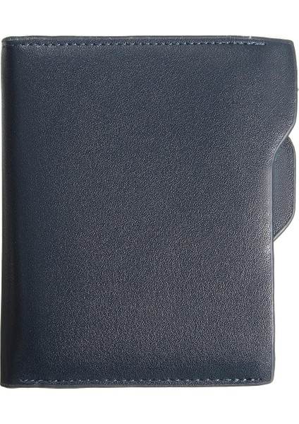 Stil Yumuşak Kısa Erkek Deri Bifold Moda Cüzdan Para Nakit Para Erkek Çanta Kart Mavi (Yurt Dışından)