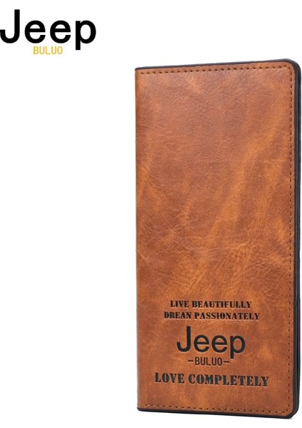 Jeep Buluo Vintage Erkek Deri Cüzdan Marka Lüks Uzun Ince Erkek Çantalar Para Klip Kredi Kartı Dolar (Yurt Dışından)