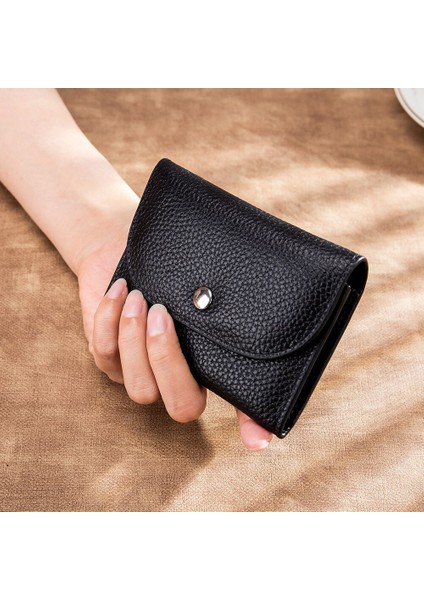 Hakiki Deri Cüzdan Kadın Rahat Basit Kadın Kısa Küçük Cüzdan Bozuk Para Cüzdanı Kart Tutucu Erkekler Para Çantası Fermuarlı Cebi (Yurt Dışından)