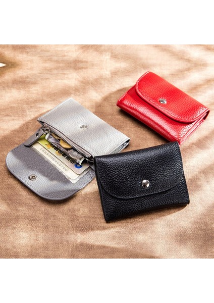Hakiki Deri Cüzdan Kadın Rahat Basit Kadın Kısa Küçük Cüzdan Bozuk Para Cüzdanı Kart Tutucu Erkekler Para Çantası Fermuarlı Cebi (Yurt Dışından) fırsatları