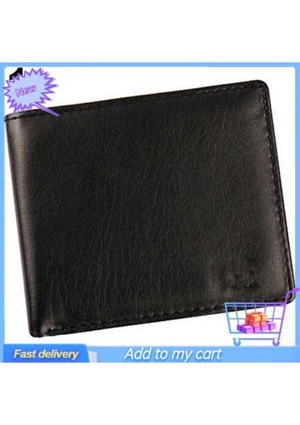 Erkek Suni Deri Cüzdan Para Kartı Para Tutucu Yatay Bifold Ince Çanta (Yurt Dışından) fiyatları