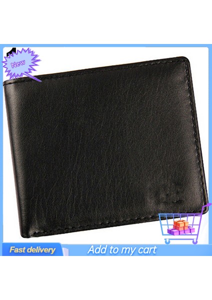 Erkek Suni Deri Cüzdan Para Kartı Para Tutucu Yatay Bifold Ince Çanta (Yurt Dışından) modelleri