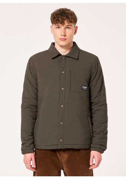 Yeşil Erkek Çıtçıtlı Kapitone Mont FOA404870 Quılted Sherpa Jacket