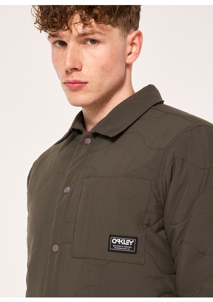 Yeşil Erkek Çıtçıtlı Kapitone Mont FOA404870 Quılted Sherpa Jacket indirimleri