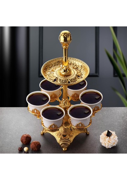 Iki Katlı Tablalı Lüks Çok Amaçlı Zemzem ve Kahve Sunumluk Gold fırsatları