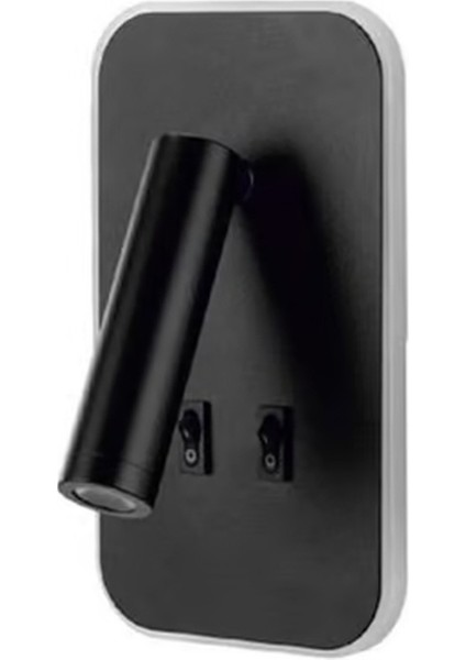 3W Tuvalu Yatak Başı Çift Kademeli LED Aplik Sarı Işık - Siyah CT-5243S