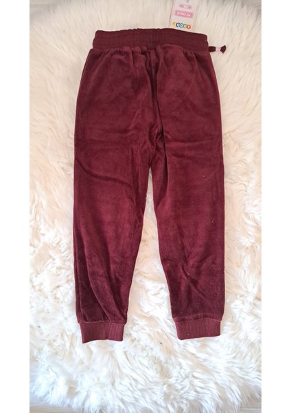 Kız Çocuk Örme Kadife Pantolon Bordo