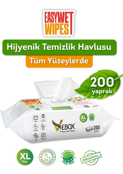 Easy Wet Wipes Yüzey Temizleme Havlusu (200 Yaprak)