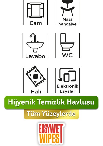 Easy Wet Wipes Yüzey Temizleme Havlusu (200 Yaprak)