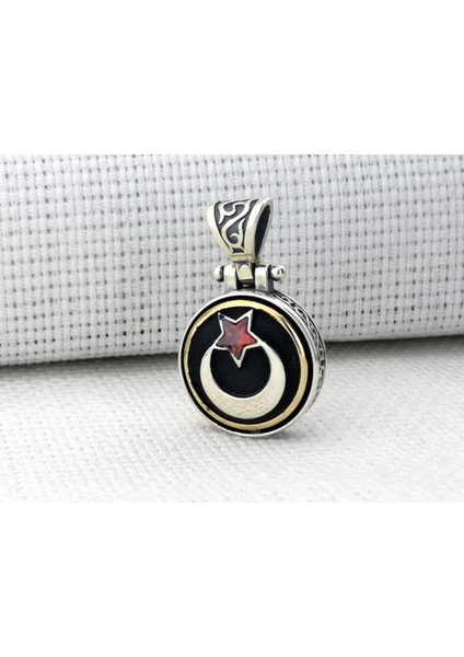 Ayyıldız Tasarımlı Ortası Dönen 925 Ayar Gümüş Kolye Ucu modelleri