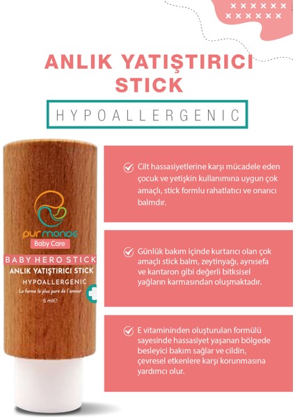 Pur Monde Doğal Anlık Yatıştırıcı Baby Hero Stick Etken 6 ml