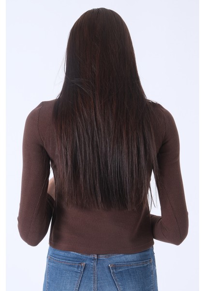 Kahve Örme Boğazlı Kazak 0103011.05 fırsatları