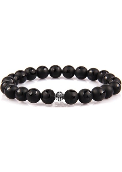 Sertifikalı Ay Yıldız Desenli Ham Oniks Taşı Bileklik - Gümüş Aparatlı