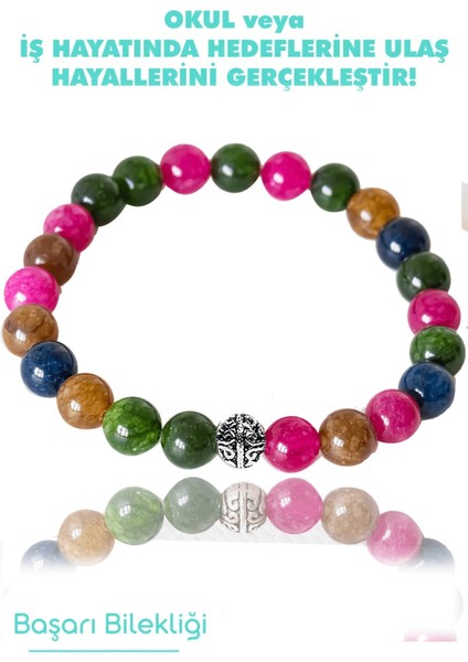 Sertifikalı Doğal Taş Kız Öğrenci Başarı Bilekliği (Yeşim, Çilek Kuvars, Lapis, Güneş Taşı) fiyatları