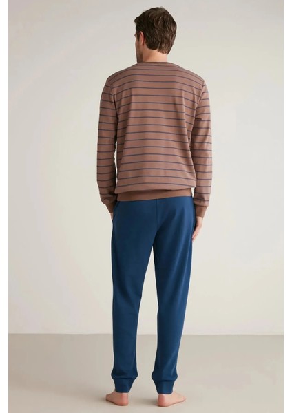 Uzun Kol Çizgili Erkek Pijama Takım M623 modelleri