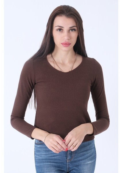 Kahve Örme V Yaka Kazak 0103012.05 fiyatları