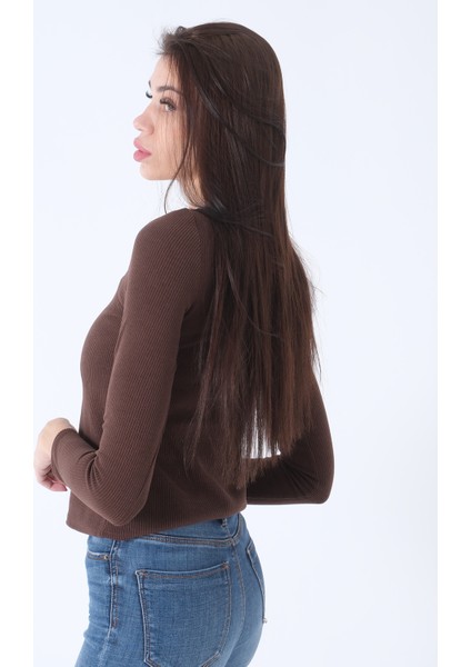 Kahve Örme V Yaka Kazak 0103012.05 indirimleri