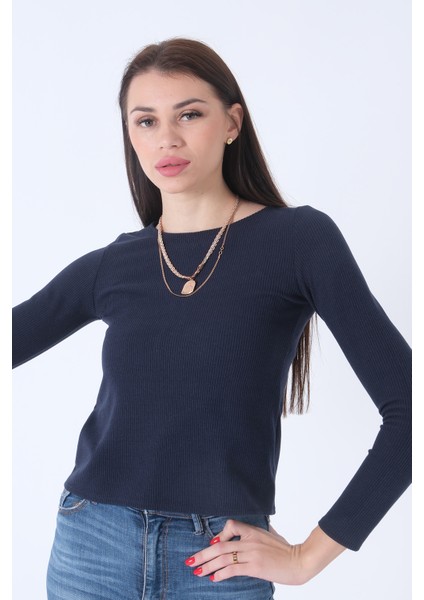 Lacivert Örme Bisiklet Yaka Kazak 0103013.02 fırsatları