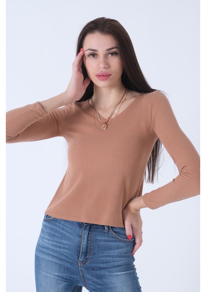 Camel Örme V Yaka Kazak 0103012.09 fiyatları