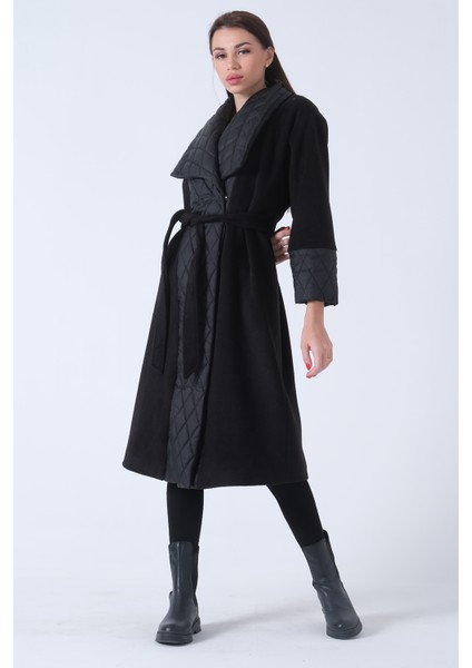 Siyah Kapitone Detaylı Kaban 44510337.01