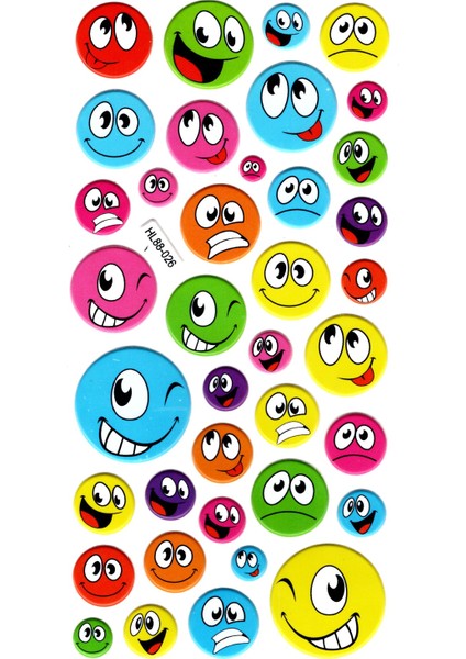 Sticker Kabartmalı Stiker Defter, Planlayıcı Etiket HL88 026 17 x 9 cm Renkli Emoji